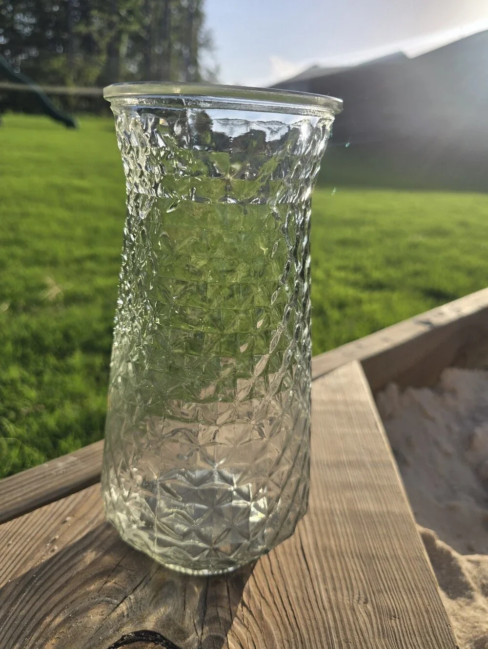 Clear 9in Diamond Pineapple Paula Vase By DPS